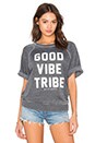 view 1 of 4 Good Vibe Tribe Burnout Short Sleeve Sweatshirt in Vintage Black