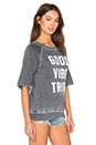 view 2 of 4 Good Vibe Tribe Burnout Short Sleeve Sweatshirt in Vintage Black
