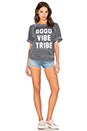view 4 of 4 Good Vibe Tribe Burnout Short Sleeve Sweatshirt in Vintage Black