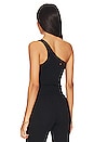 view 3 of 4 Luna One Shoulder Tank in Black