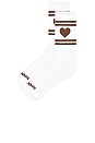 view 2 of 4 Heart Logo Crew Socks in White & Americano