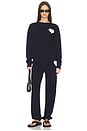 view 5 of 4 Heart Sweatshirt in Navy & White