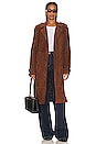 view 1 of 4 Suede Trench Coat in Dark Cognac