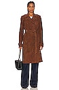 view 2 of 4 Suede Trench Coat in Dark Cognac