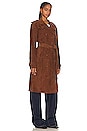 view 3 of 4 Suede Trench Coat in Dark Cognac