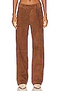 view 1 of 4 Leather Straight Leg Trousers in Dark Cognac