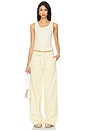 view 6 of 7 Baggy Athletic Stripe Sweatpants in Butter & White