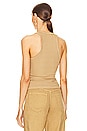 view 3 of 4 Rib Fitted Scooped Tank in Khaki