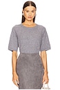 view 1 of 4 Short Sleeve Raglan Knit Top in Grey