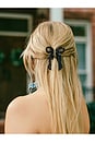 view 3 of 3 PINCE À CHEVEUX PEINTE À LA MAIN, MOTIF NŒUD HAND-PAINTED COQUETTE BOW CLAW HAIR CLIP in Navy Polka Dot