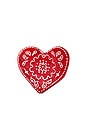 view 1 of 4 Hand-Painted Mini Paisley Heart Claw Hair Clip in Red