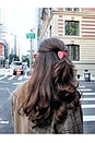 view 4 of 4 Hand-Painted Mini Paisley Heart Claw Hair Clip in Red