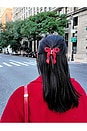 view 3 of 3 Hand-painted Coquette Bow Claw Hair Clip in Red