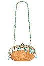 view 3 of 6 Olivine Cowrie Clutch in Light Honey & Turquoise