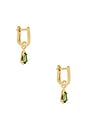 view 1 of 3 PENDIENTES KNIFE EDGE in 14k Yellow Gold & Green Tourmaline