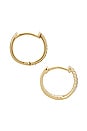view 2 of 3 Velvet Rope Pave Second Hole Huggies Earrings in 10k Yellow Gold & White Diamond