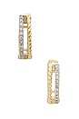 view 3 of 3 Velvet Rope Pave Second Hole Huggies Earrings in 10k Yellow Gold & White Diamond