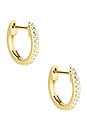 view 1 of 2 White Diamond Pave Huggie Earrings in Gold & Diamond