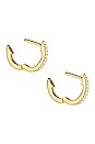 view 2 of 2 White Diamond Pave Huggie Earrings in Gold & Diamond