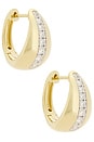 view 1 of 3 Pave Pistachio Huggie Earrings in 10k Yellow Gold & White Diamond