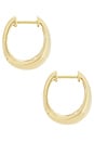 view 2 of 3 Pave Pistachio Huggie Earrings in 10k Yellow Gold & White Diamond