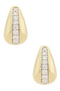 view 3 of 3 Pave Pistachio Huggie Earrings in 10k Yellow Gold & White Diamond