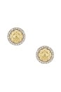 view 1 of 2 Puff Puff Pave Button Stud Earrings in 14k Yellow Gold & White Diamond