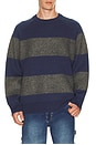 view 1 of 4 Knitted Sweater in Navy & Charcoal Border Stripe