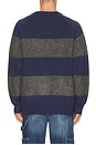 view 2 of 4 Knitted Sweater in Navy & Charcoal Border Stripe