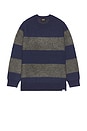 view 4 of 4 Knitted Sweater in Navy & Charcoal Border Stripe