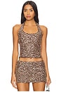 view 1 of 5 Juli Fitted Sequined Halterneck Top in Brown