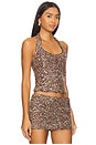 view 2 of 5 Juli Fitted Sequined Halterneck Top in Brown