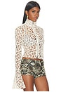 view 2 of 4 Embroidered Fluted Top With Front Zipper in Ecru