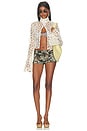 view 4 of 4 Embroidered Fluted Top With Front Zipper in Ecru
