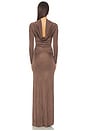view 4 of 6 Sylveeah Draped Cowl Gown in Dark Mushroom
