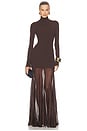 view 1 of 5 Imogen Long Sleeve Gown in Dark Brown