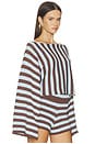 view 2 of 6 Izabelle Striped Sweater in Blue & Brown Stripe