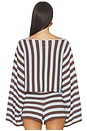 view 3 of 6 Izabelle Striped Sweater in Blue & Brown Stripe