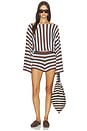 view 4 of 6 Izabelle Striped Sweater in Blue & Brown Stripe
