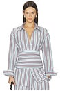 view 1 of 7 Aubrey Shirt in Light Blue & Pink Stripe