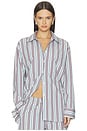 view 2 of 7 Aubrey Shirt in Light Blue & Pink Stripe
