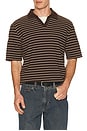 view 1 of 5 SAMAC Vネックポロ in Coffee Brown Stripe