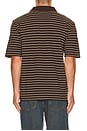 view 2 of 5 SAMAC Vネックポロ in Coffee Brown Stripe