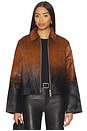 view 1 of 5 CHAQUETA CUERO SALYLO in Dark Brown Dip-dye