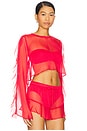 view 2 of 4 Thoma Cropped Shirt in Raspberry