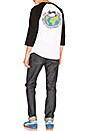 view 4 of 5 Global Designs Raglan Tee in White & Black