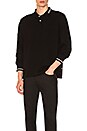 view 1 of 5 Heavy Pique Long Sleeve Polo in Black