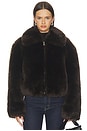 view 1 of 5 Aya Faux Fur Jacket in Dark Brown