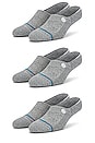 view 2 of 3 Icon No Show 3 Pack Sock in Heather Grey
