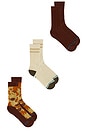 view 2 of 5 Camo Crew 3 Pack Socks in Brown